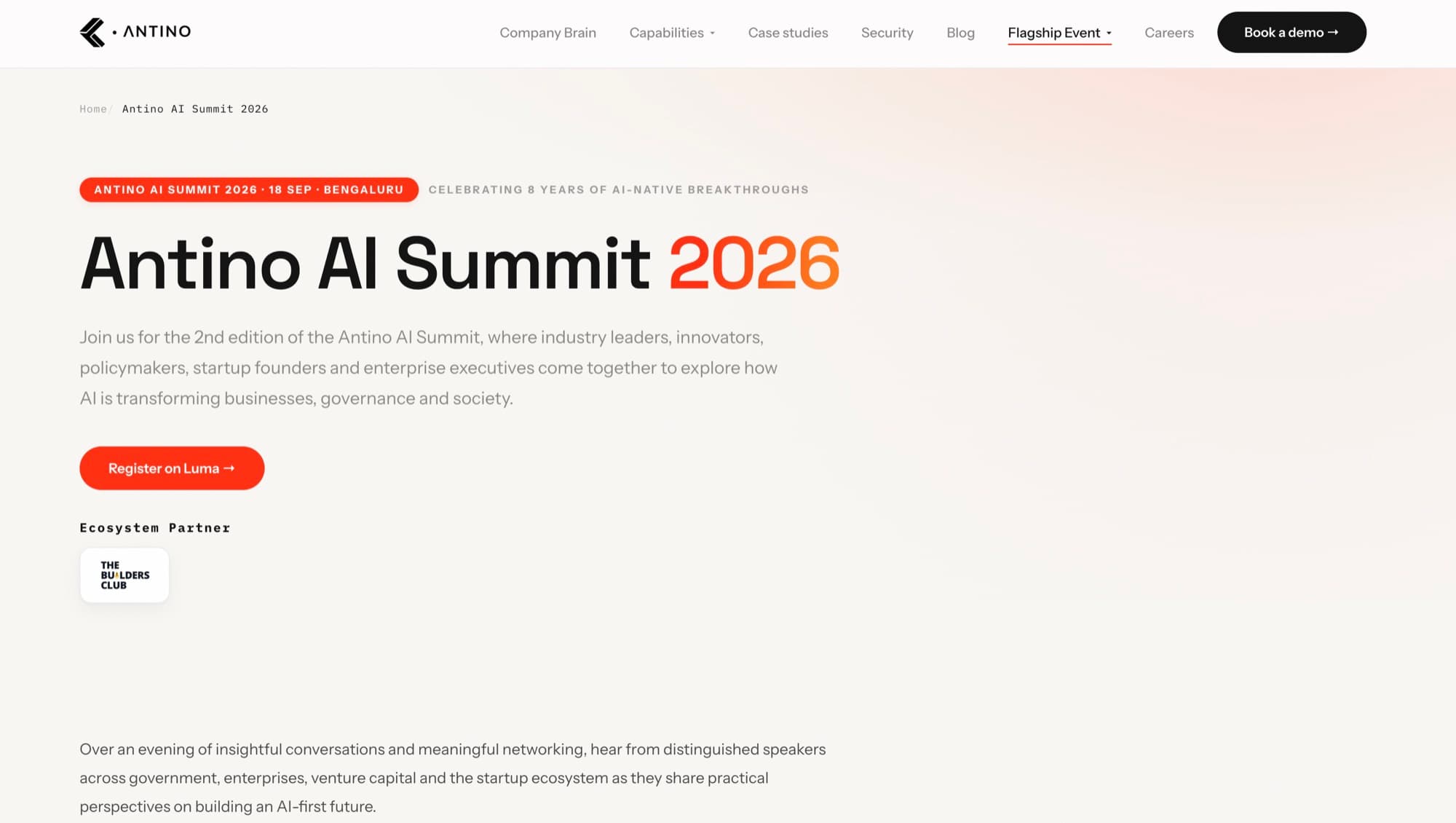 Antino AI Summit 2026 — 18 September, Bengaluru